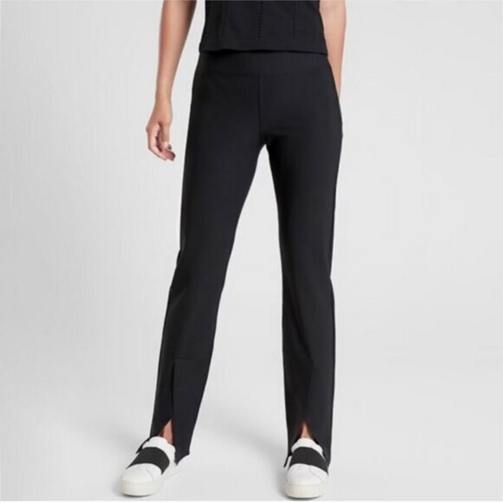 Athleta Pants Women 2 Black Interstellar Side Zip Ankle Slit City Travel Commute